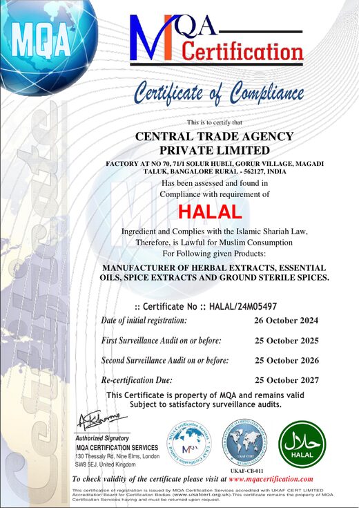 Halal certificate — Central Trade Agency